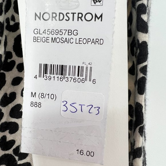 Nordstrom Girl's Twist Front Long Sleeve T-Shirt Beige Mosaic Leopard M 8/10 NWT - Picture 4 of 5